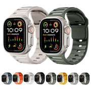 For Apple Watch 46mm / 49mm / 45mm / 44mm Single Nail Dual-Color Multi-hole Silicone Watch Band(Army Green)