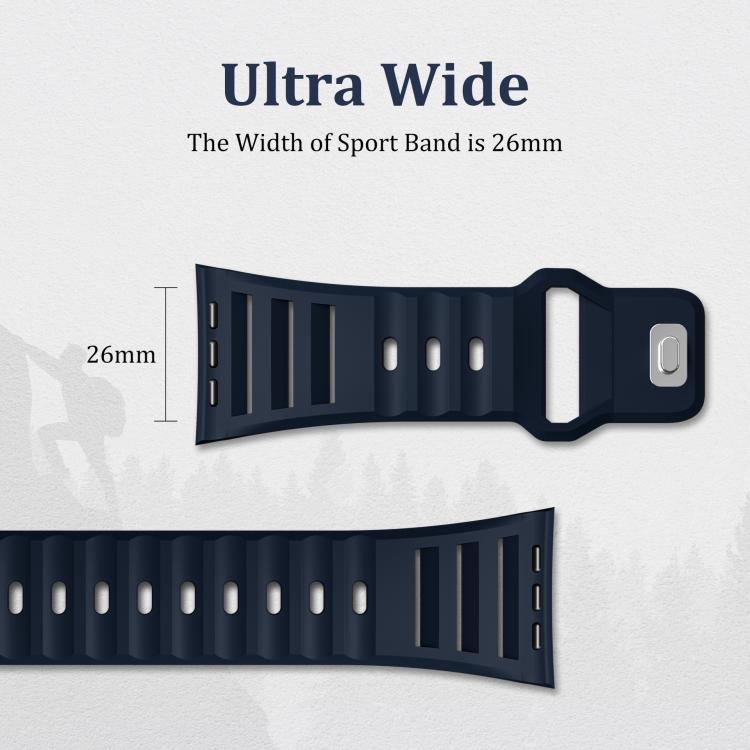 For Apple Watch 46mm / 49mm / 45mm / 44mm Single Nail Dual-Color Multi-hole Silicone Watch Band(Black)