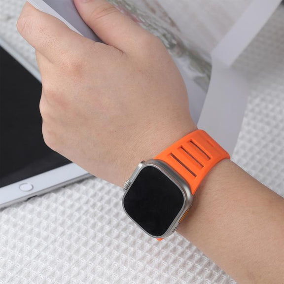 For Apple Watch 46mm / 49mm / 45mm / 44mm Single Nail Dual-Color Multi-hole Silicone Watch Band(Army Green)