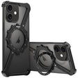 For iPhone 16 Z-shaped Frameless Metal 360 Holder MagSafe Phone Case(Black) - iPhone 16 Cases by PMc TechLife | Online Shopping South Africa | PMc TechLife | Buy Now Pay Later Mobicred