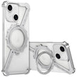 For iPhone 14 Z-shaped Frameless Metal 360 Holder MagSafe Phone Case(Space Silver) - iPhone 14 Cases by PMc TechLife | Online Shopping South Africa | PMc TechLife | Buy Now Pay Later Mobicred