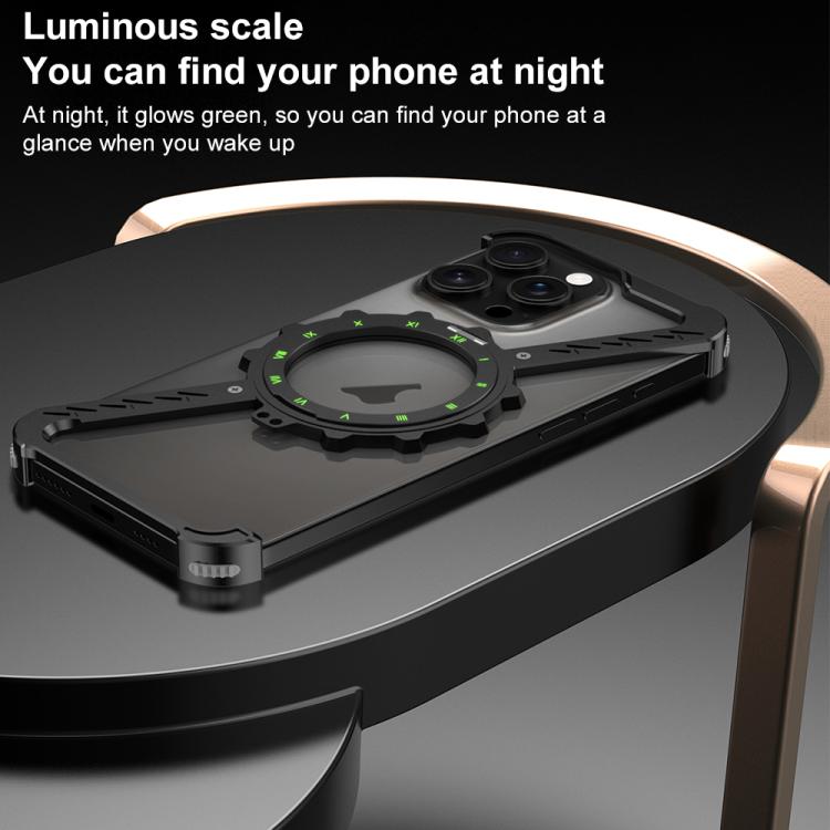 For iPhone 15 Pro Z-shaped Frameless Metal 360 Holder MagSafe Phone Case(Black) - iPhone 15 Pro Cases by PMc TechLife | Online Shopping South Africa | PMc TechLife | Buy Now Pay Later Mobicred