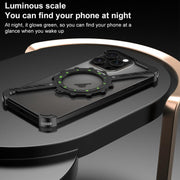 For iPhone 16 Z-shaped Frameless Metal 360 Holder MagSafe Phone Case(Space Grey)