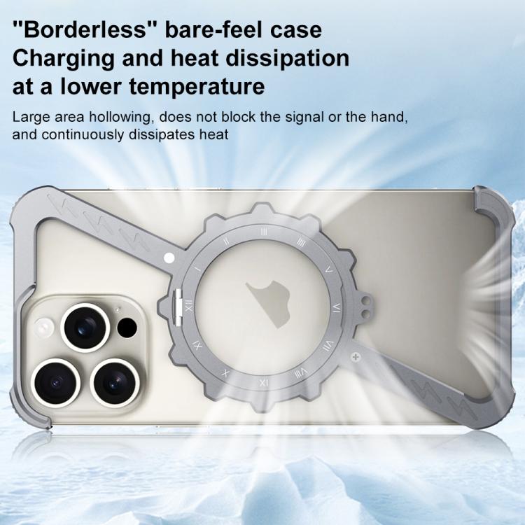 For iPhone 16 Pro Z-shaped Frameless Metal 360 Holder MagSafe Phone Case(Space Silver) - iPhone 16 Pro Cases by PMc TechLife | Online Shopping South Africa | PMc TechLife | Buy Now Pay Later Mobicred