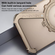 For iPhone 16 Plus Z-shaped Frameless Metal 360 Holder MagSafe Phone Case(Desert Gold)