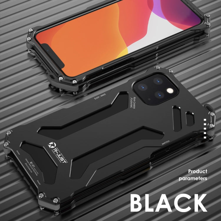 For iPhone 12 / 12 Pro R-JUST Shockproof Armor Metal Protective Case(Black) - free shipping - PMC TechLife - Order now!