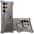 For Samsung Galaxy S22 Ultra 5G Z-shaped Frameless Metal 360 Holder MagSafe Phone Case(Space Grey) - Galaxy S22 Ultra 5G Cases by PMc TechLife | Online Shopping South Africa | PMc TechLife | Buy Now Pay Later Mobicred