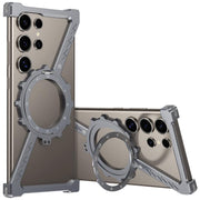 For Samsung Galaxy S22 Ultra 5G Z-shaped Frameless Metal 360 Holder MagSafe Phone Case(Space Grey)