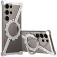 For Samsung Galaxy S22 Ultra 5G Z-shaped Frameless Metal 360 Holder MagSafe Phone Case(Space Silver) - Galaxy S22 Ultra 5G Cases by PMc TechLife | Online Shopping South Africa | PMc TechLife | Buy Now Pay Later Mobicred