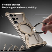For Samsung Galaxy S23 Ultra 5G Z-shaped Frameless Metal 360 Holder MagSafe Phone Case(Space Grey)