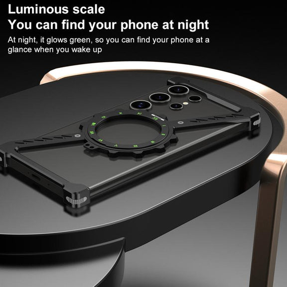 For Samsung Galaxy S24 Ultra 5G Z-shaped Frameless Metal 360 Holder MagSafe Phone Case(Black)