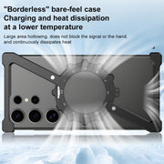 For Samsung Galaxy S24 Ultra 5G Z-shaped Frameless Metal 360 Holder MagSafe Phone Case(Black)