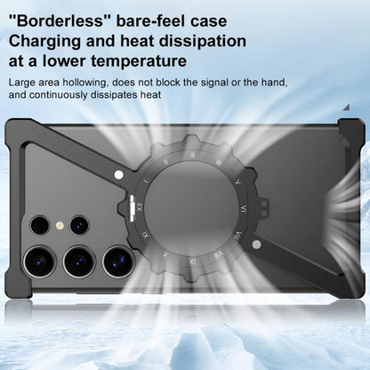For Samsung Galaxy S22 Ultra 5G Z-shaped Frameless Metal 360 Holder MagSafe Phone Case(Black) - Galaxy S22 Ultra 5G Cases by PMC Jewellery | Online Shopping South Africa | PMC Jewellery | Buy Now Pay Later Mobicred