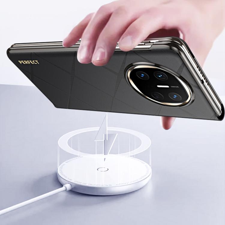 For Huawei Mate X6 Plain Leather Embossed MagSafe Magnetic Phone Leather Case(Green) - Huawei Cases by PMC TechLife | Online Shopping South Africa | PMC TechLife | Buy Now Pay Later Mobicred