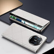 For Huawei Mate X5 Plain Leather Embossed MagSafe Magnetic Phone Leather Case(White) - Huawei Cases by PMC TechLife | Online Shopping South Africa | PMC TechLife | Buy Now Pay Later Mobicred