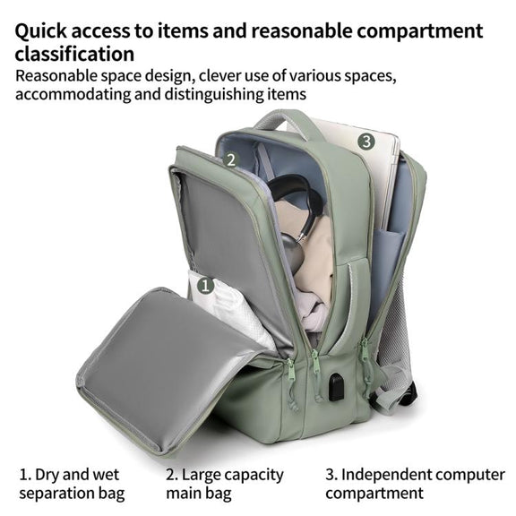 P960 Large Capacity Water Resistant Fashionable Backpack(Blue)