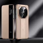 For Huawei Mate 70 RS Ultimate Smart View Window Imitation Ultimate Design Phone Case(Gold)