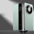 For Huawei Mate 60 Smart View Window Plain Leather Paint PC Phone Case(Cyan-blue) - Huawei Cases by PMC TechLife | Online Shopping South Africa | PMC TechLife | Buy Now Pay Later Mobicred