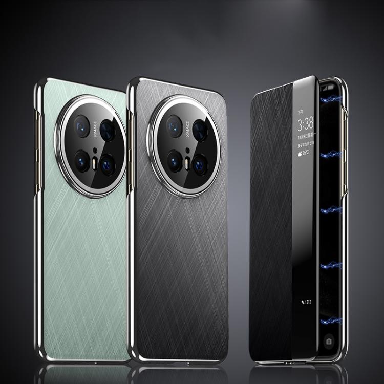 For Huawei Mate 70 Pro / 70 Pro+ Smart View Window Plain Leather Paint PC Phone Case(Cyan-blue)