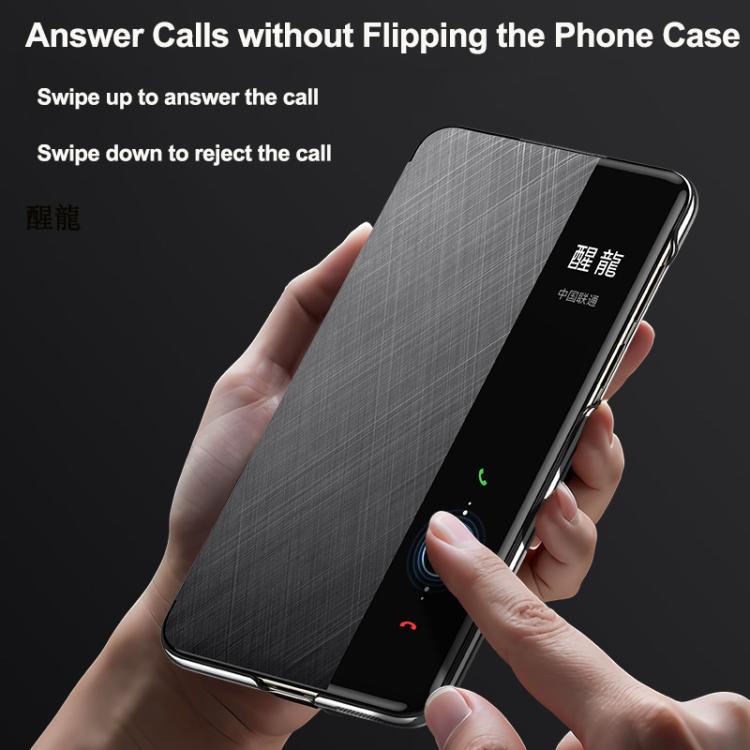 For Huawei Mate 60 Pro Smart View Window Plain Leather Paint PC Phone Case(Black) - Huawei Cases by PMC TechLife | Online Shopping South Africa | PMC TechLife | Buy Now Pay Later Mobicred