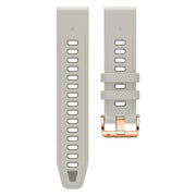For Garmin Fenix 8 AMOLED 43mm Rose Gold Steel Buckle Quick Release Silicone Watch Band(Sand Gray)
