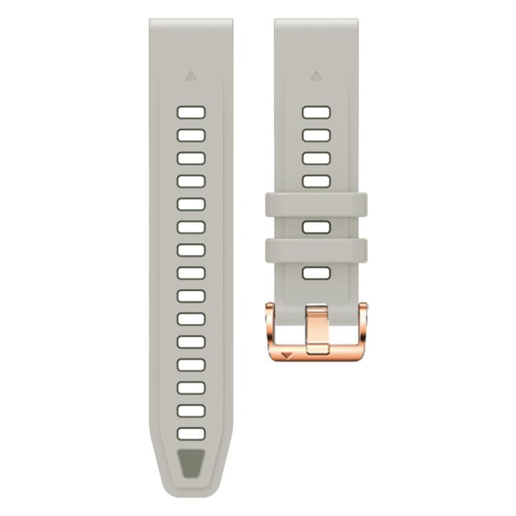 For Garmin Fenix 8 AMOLED 43mm Rose Gold Steel Buckle Quick Release Silicone Watch Band(Sand Gray)
