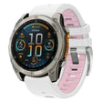 For Garmin Fenix 8 AMOLED 43mm Silver Steel Buckle Quick Release Silicone Watch Band(White Pink) - free shipping - PMC TechLife - Order now!