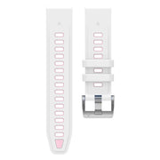 For Garmin Fenix 8 AMOLED 43mm Silver Steel Buckle Quick Release Silicone Watch Band(White Pink)