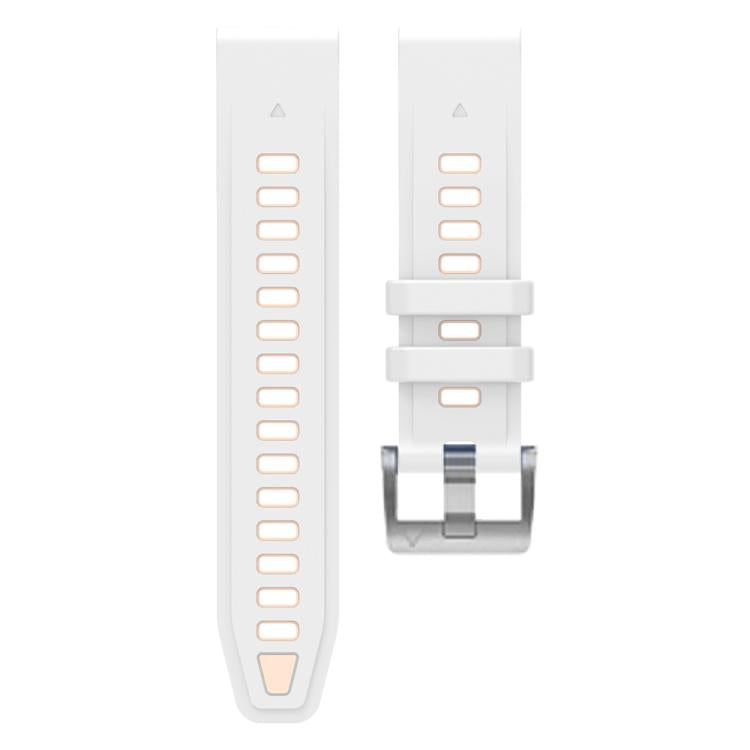For Garmin Fenix 8 AMOLED 43mm Silver Steel Buckle Quick Release Silicone Watch Band(White Khaki) - free shipping - PMC TechLife - Order now!