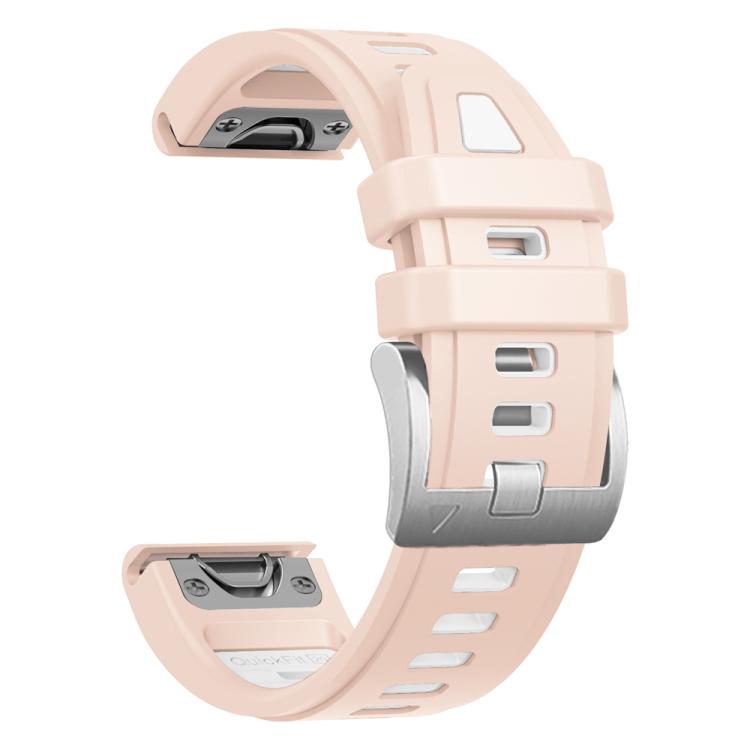 For Garmin Fenix 8 AMOLED 43mm Silver Steel Buckle Quick Release Silicone Watch Band(Khaki White) - free shipping - PMC TechLife - Order now!