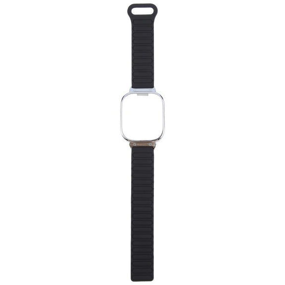 For Redmi Watch 5 / Watch 4 Metal Silver Frame Integrated I-shaped Magnetic Silicone Watch Band(Black)