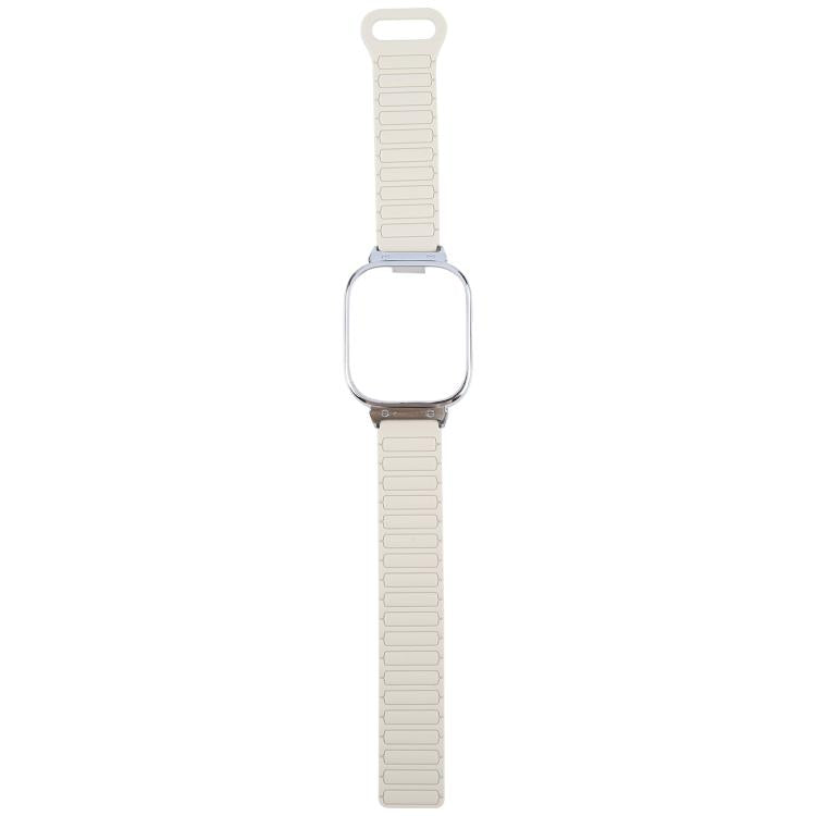 For Redmi Watch 5 / Watch 4 Metal Silver Frame Integrated I-shaped Magnetic Silicone Watch Band(White Blue)