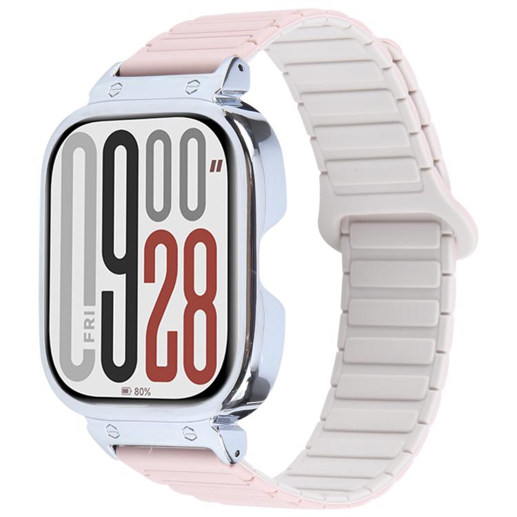 For Redmi Watch 5 / Watch 4 Metal Silver Frame Integrated I-shaped Magnetic Silicone Watch Band(Pink Starlight) - free shipping - PMC TechLife - Order now!