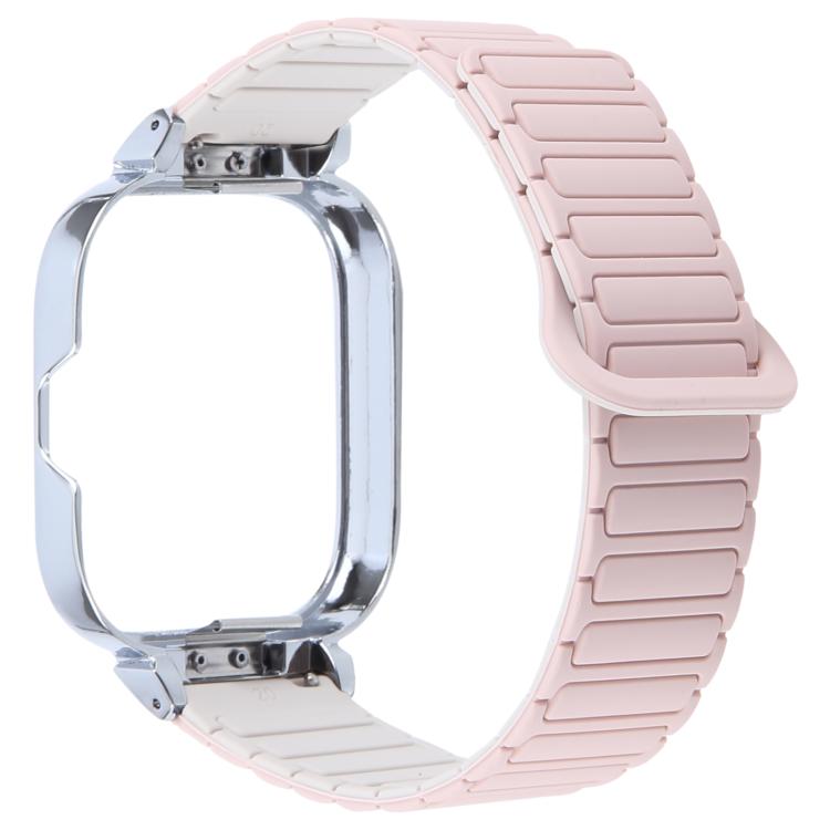 For Redmi Watch 5 / Watch 4 Metal Silver Frame Integrated I-shaped Magnetic Silicone Watch Band(Pink Starlight) - free shipping - PMC TechLife - Order now!