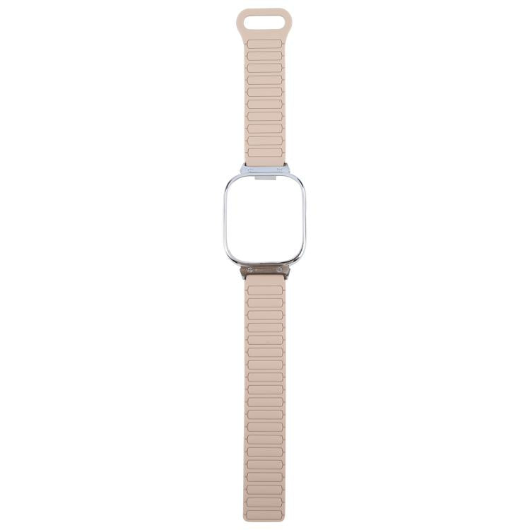 For Redmi Watch 5 / Watch 4 Metal Silver Frame Integrated I-shaped Magnetic Silicone Watch Band(Milk Tea Rocky White) - free shipping - PMC TechLife - Order now!