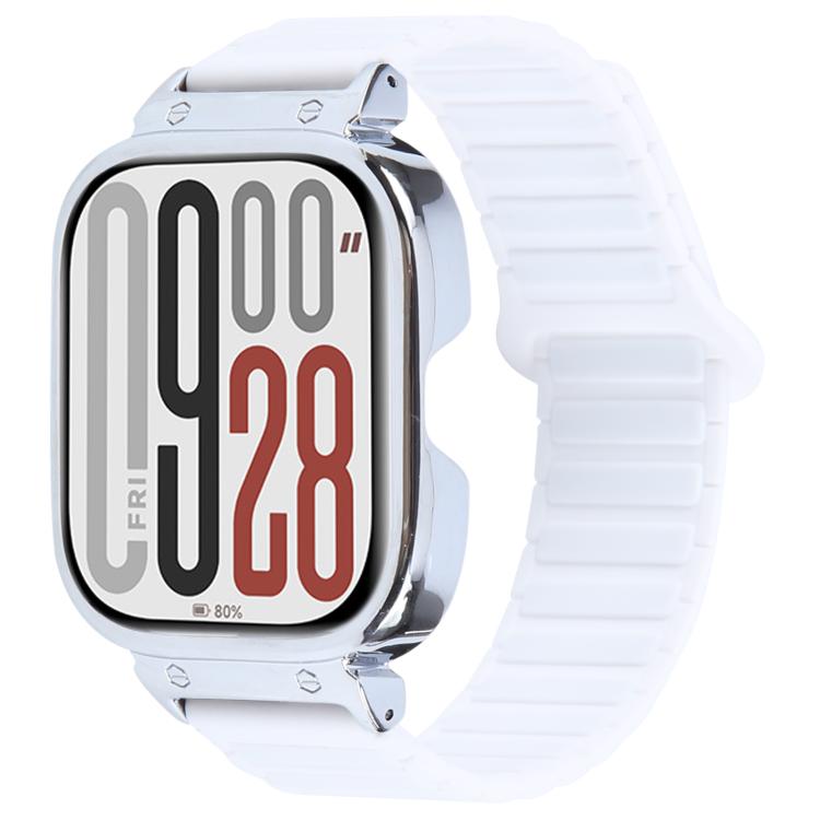 For Redmi Watch 5 / Watch 4 Metal Silver Frame Integrated I-shaped Magnetic Silicone Watch Band(Ceramic White) - free shipping - PMC TechLife - Order now!