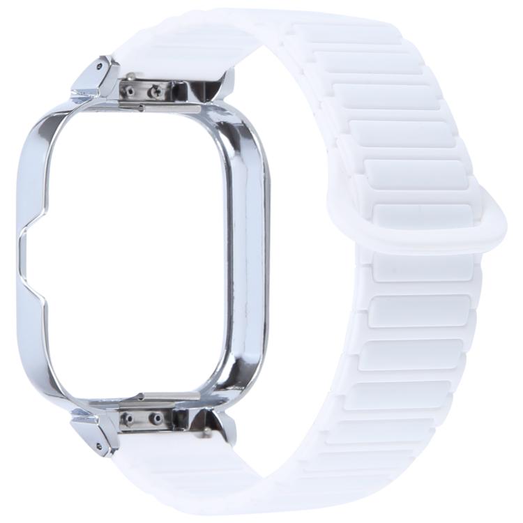 For Redmi Watch 5 / Watch 4 Metal Silver Frame Integrated I-shaped Magnetic Silicone Watch Band(Ceramic White) - free shipping - PMC TechLife - Order now!