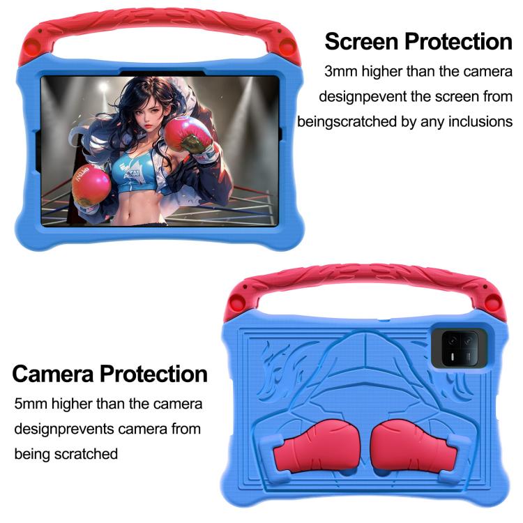 For Huawei MatePad SE 11 2024 Boxing Series Kickstand EVA Shockproof Tablet Case with Shoulder Strap(Blue Red)