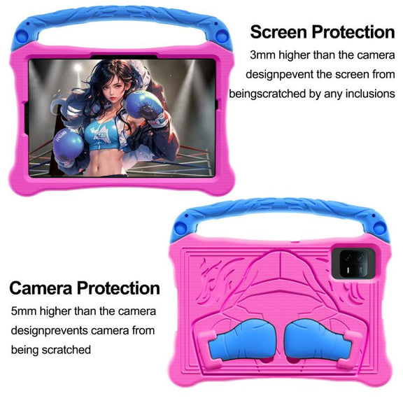 For Huawei MatePad SE 11 2024 Boxing Series Kickstand EVA Shockproof Tablet Case with Shoulder Strap(Rose Red Blue)