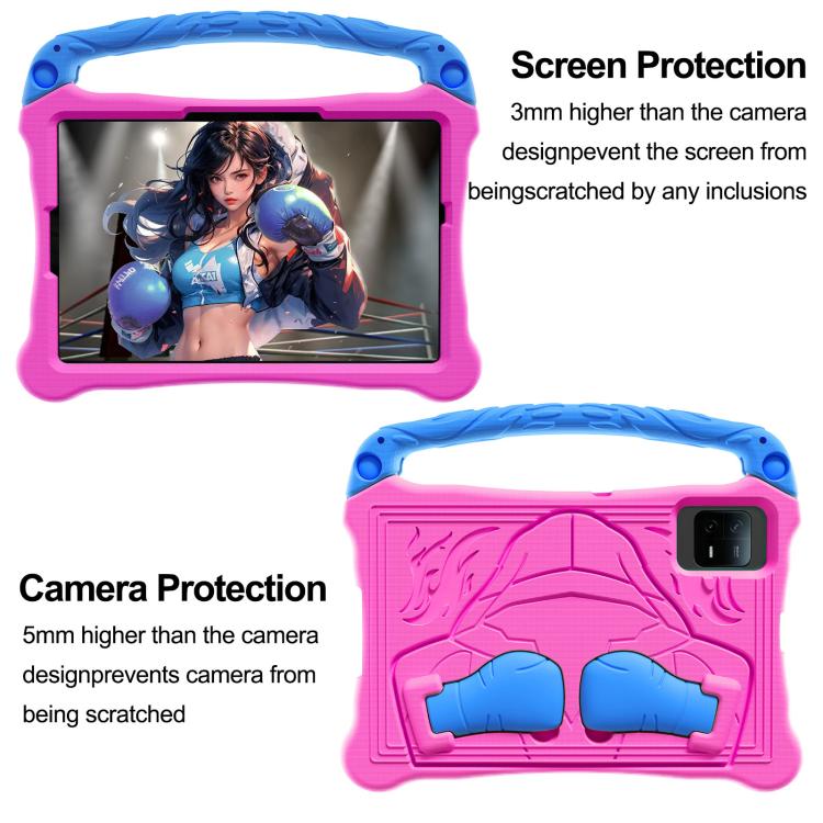 For Huawei MatePad SE 11 2024 Boxing Series Kickstand EVA Shockproof Tablet Case with Shoulder Strap(Rose Red Blue)