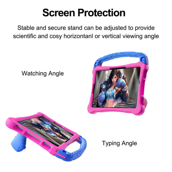 For Huawei MatePad SE 11 2024 Boxing Series Kickstand EVA Shockproof Tablet Case with Shoulder Strap(Rose Red Blue)