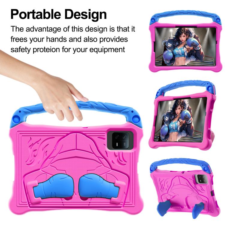 For Huawei MatePad SE 11 2024 Boxing Series Kickstand EVA Shockproof Tablet Case with Shoulder Strap(Rose Red Blue)