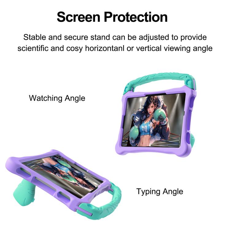 For Huawei MatePad SE 11 2024 Boxing Series Kickstand EVA Shockproof Tablet Case with Shoulder Strap(Purple Mint)