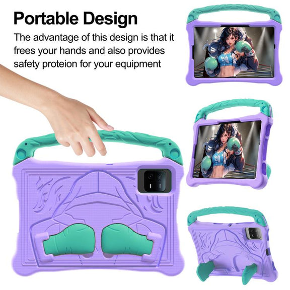 For Huawei MatePad SE 11 2024 Boxing Series Kickstand EVA Shockproof Tablet Case with Shoulder Strap(Purple Mint)