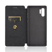 For Samsung Galaxy Note10 Plus Carbon Fiber Texture Horizontal Flip TPU + PC + PU Leather Case with Card Slot(Black)