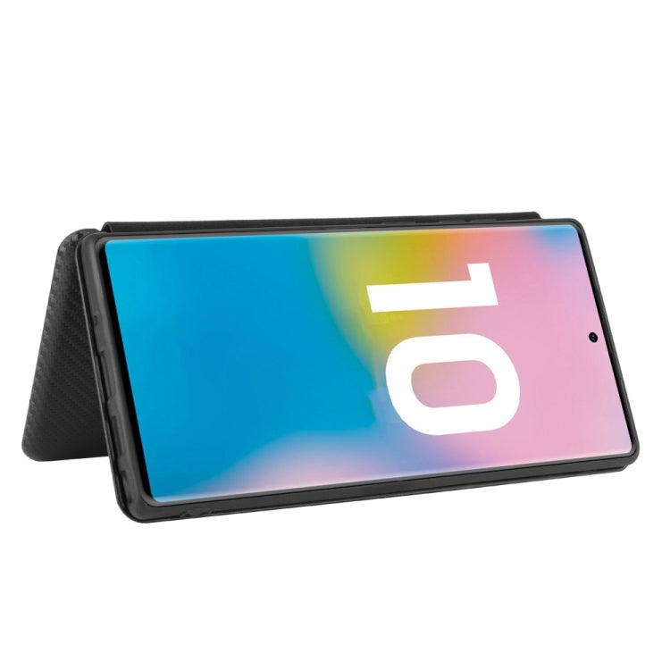 For Samsung Galaxy Note10 Plus Carbon Fiber Texture Horizontal Flip TPU + PC + PU Leather Case with Card Slot(Black) - Galaxy Phone Cases by PMC TechLife | Online Shopping South Africa | PMC TechLife