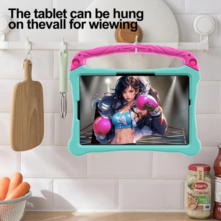 For Honor Tablet V7 11 inch Boxing Series Kickstand EVA Shockproof Tablet Case with Shoulder Strap(Mint Rose Red)