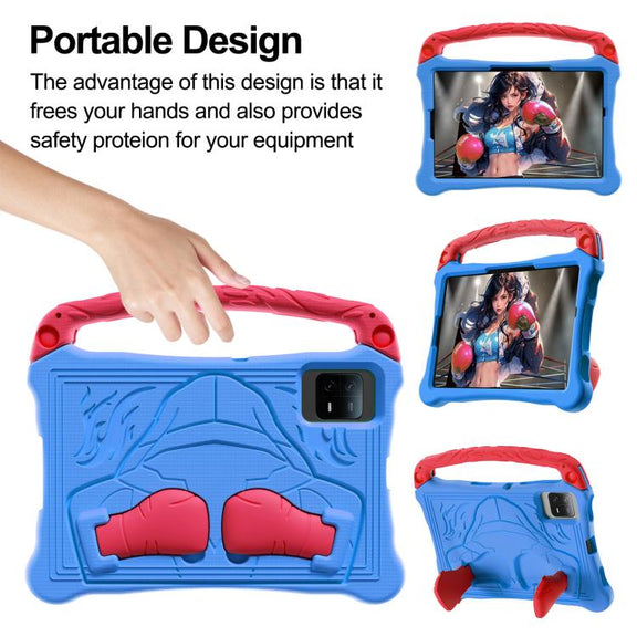 For Honor Tablet V7 11 inch Boxing Series Kickstand EVA Shockproof Tablet Case with Shoulder Strap(Blue Red)
