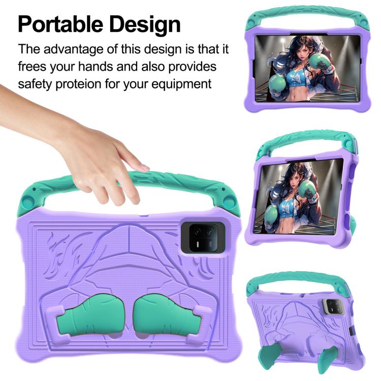For Honor Tablet V7 11 inch Boxing Series Kickstand EVA Shockproof Tablet Case with Shoulder Strap(Purple Mint)