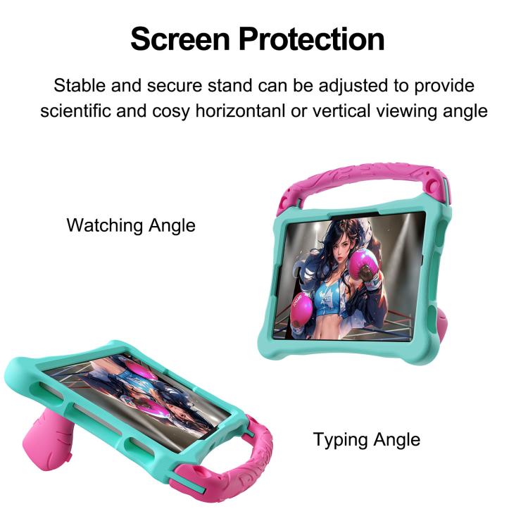 For For Lenovo Tab M11/ Xiaoxin Pad 11 2024 Boxing Series Kickstand EVA Shockproof Tablet Case with Shoulder Strap(Mint Rose Red)